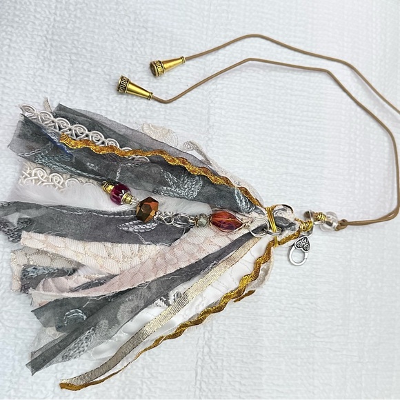 Handmade Tassel Charm Keychain Shabby Chic Fairycore Junk Journal Purse Bookmark - Picture 5 of 11